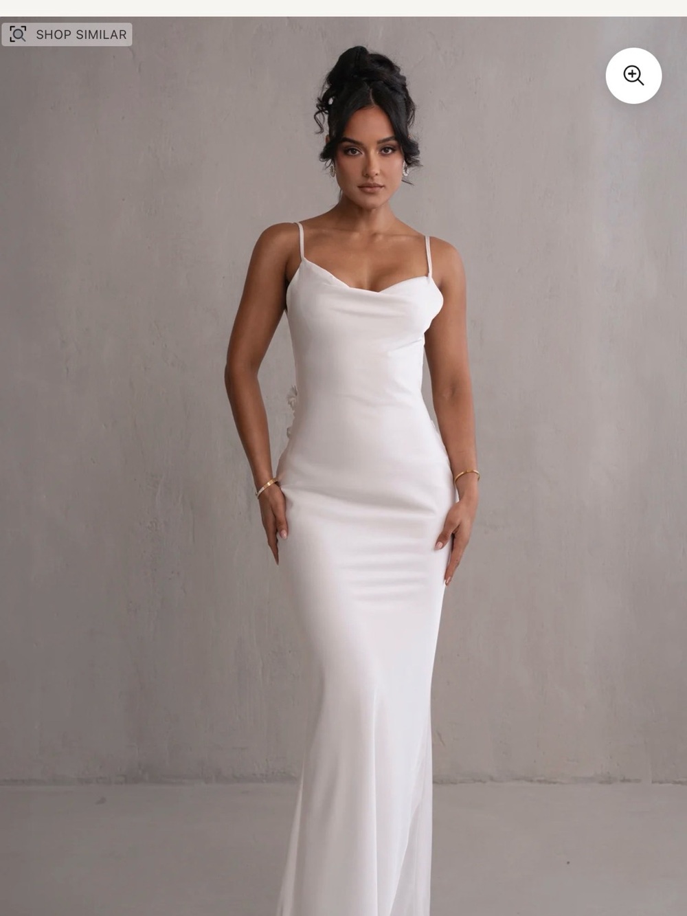 JLUXLABEL White Cowl Neck Slip Wedding Gown